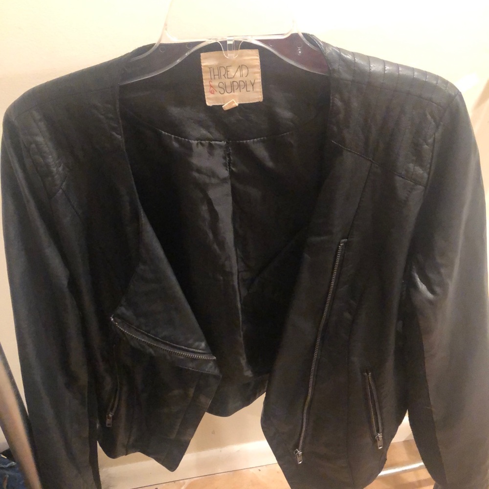 Faux leather zip jacket